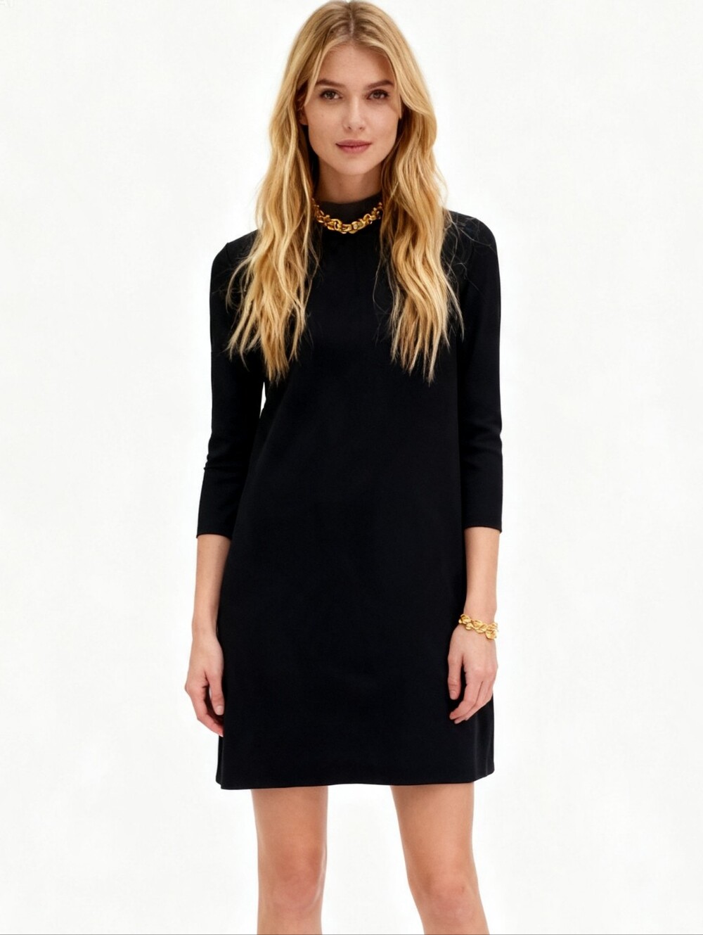 Zara Black Knit Mockneck Dress Size M